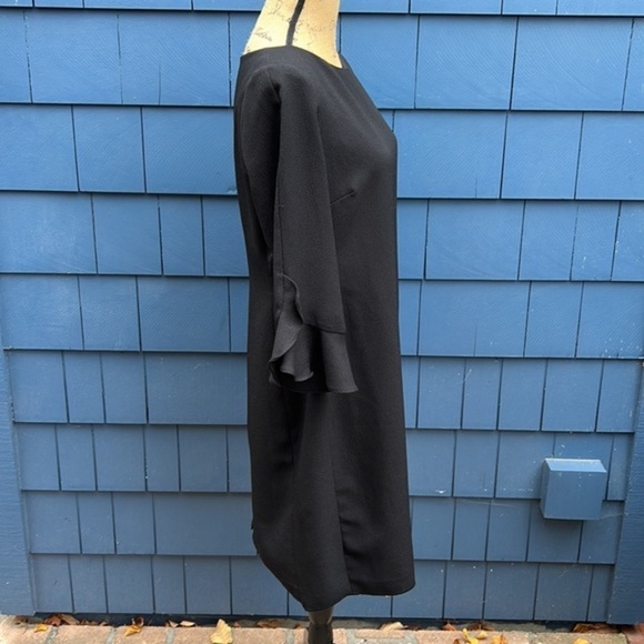 🖤🖤🖤 Karl Lagerfeld 14 black dress cocktail holidays MOD bell sleeve - Picture 4 of 8